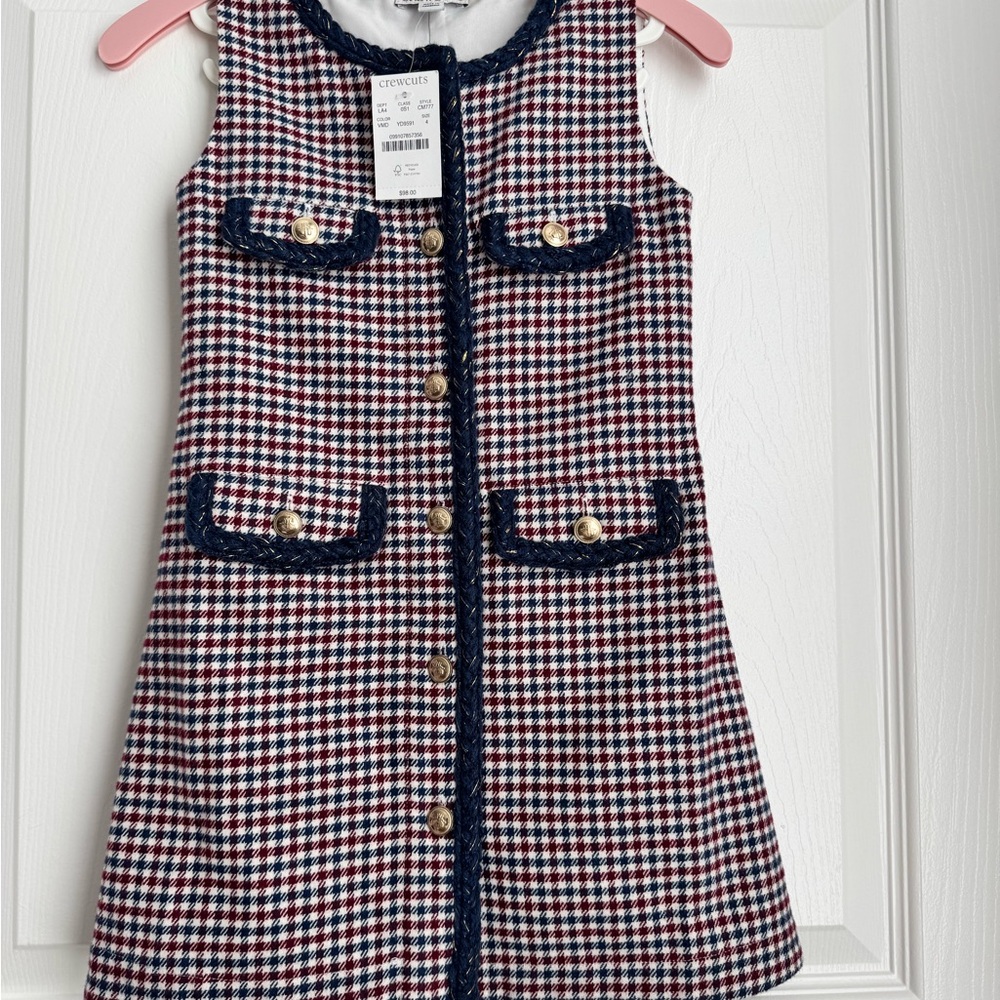 NWT - Adorable JCrew little girls shift dress size 4T in houndstooth